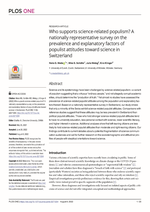 Who supports science-related populism? A nationally representative survey on the prevalence and explanatory factors of populist attitudes toward science in Switzerland